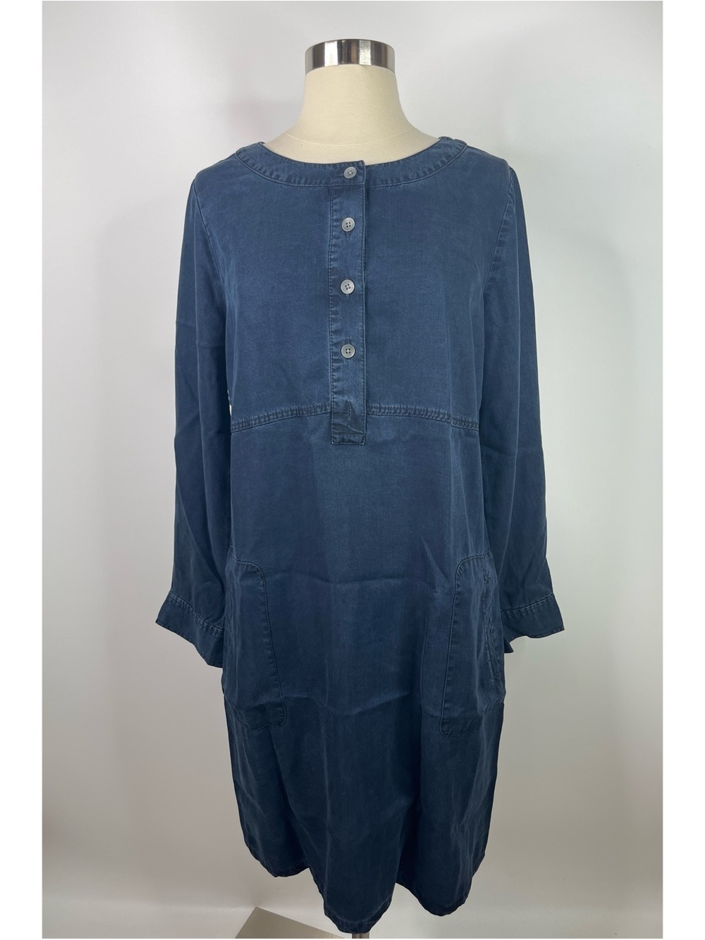 J Jill Casual Henley Long Sleeve Knee Length Shift Dress